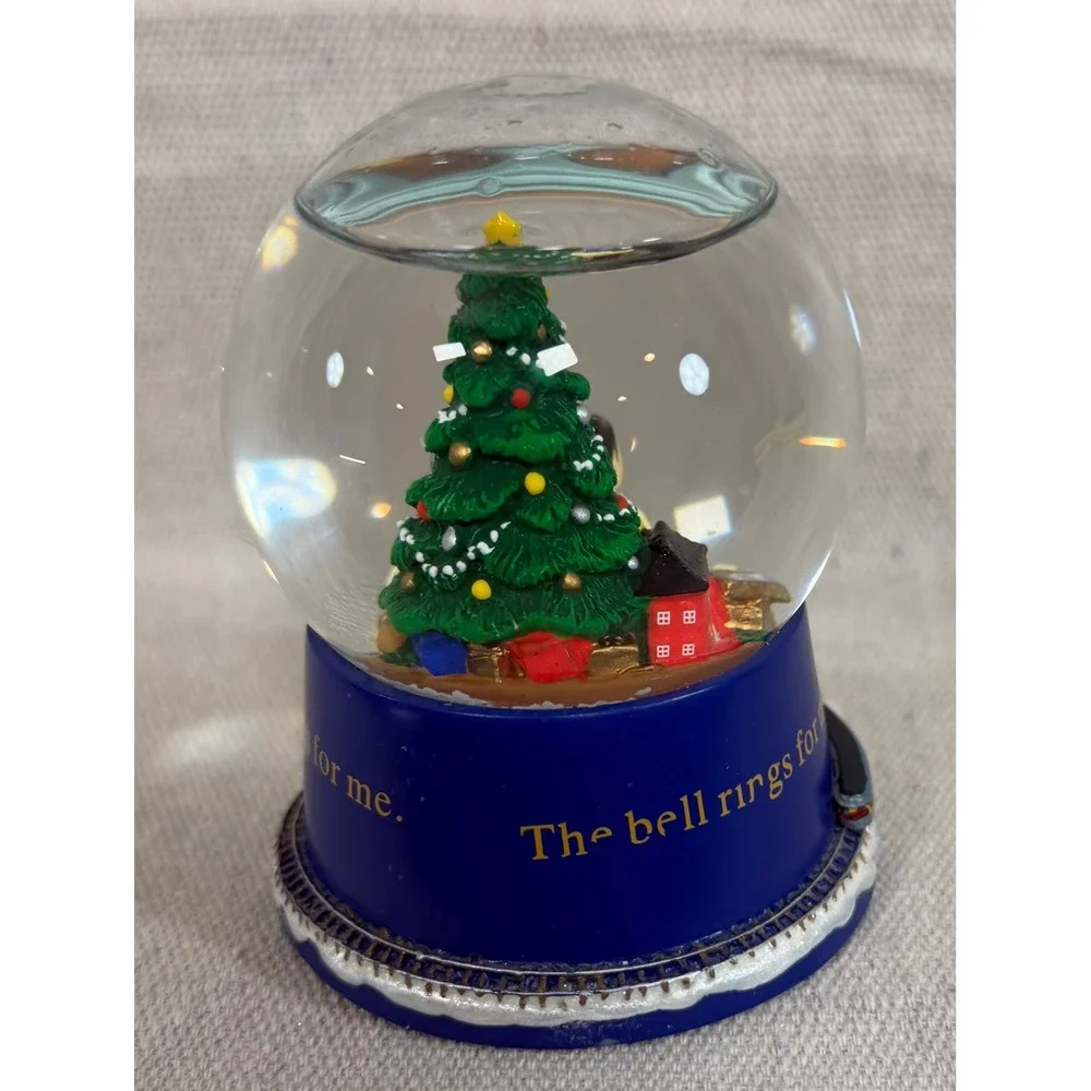 Hallmark The Polar Express Mini Snow Globe The Bell Rings For Me Blue 3.5 inch